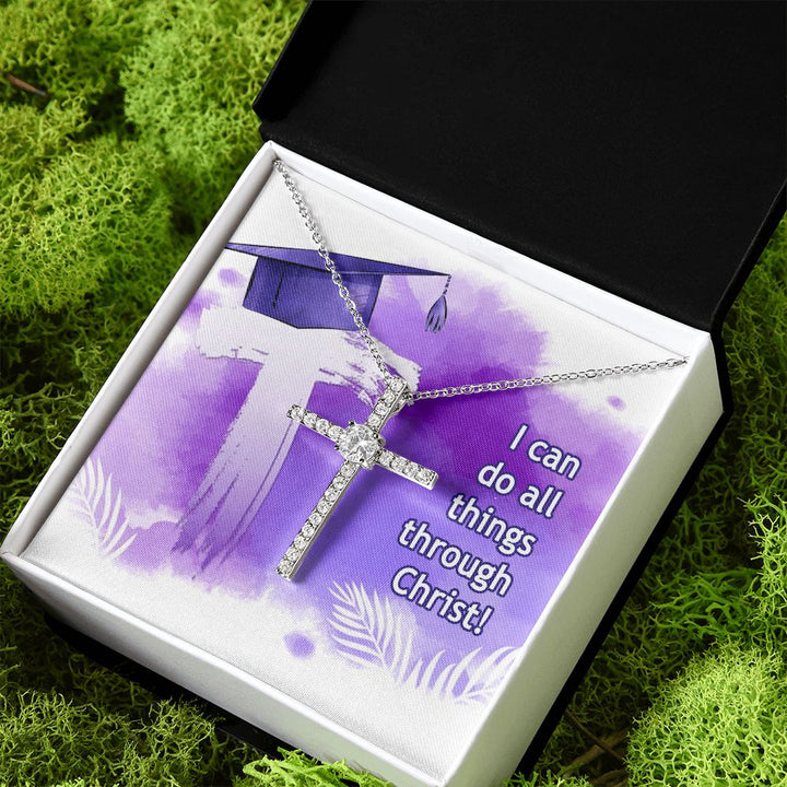 Happy Graduation | I can do all things - CZ Cross Necklace