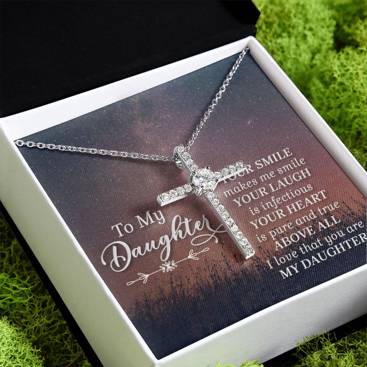 To My Daughter | Her Smile - CZ Cross Necklace