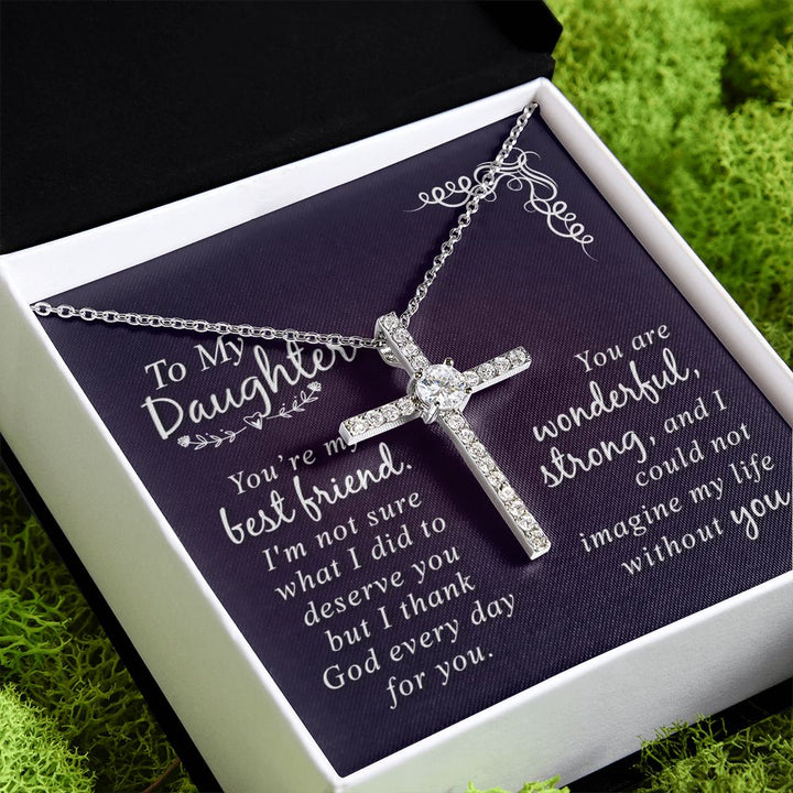 To My Daughter | You are my Best Friend - CZ Cross Necklace