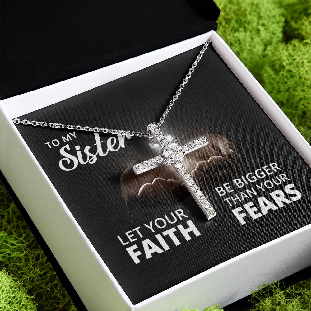To My Sister | Faith that Overcomes - CZ Cross Necklace