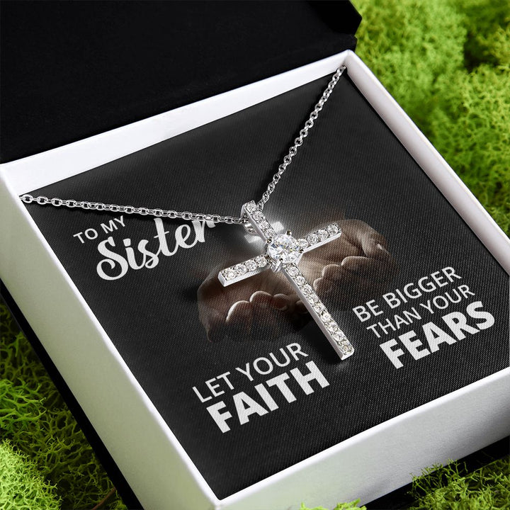 To My Sister | Faith that Overcomes - CZ Cross Necklace