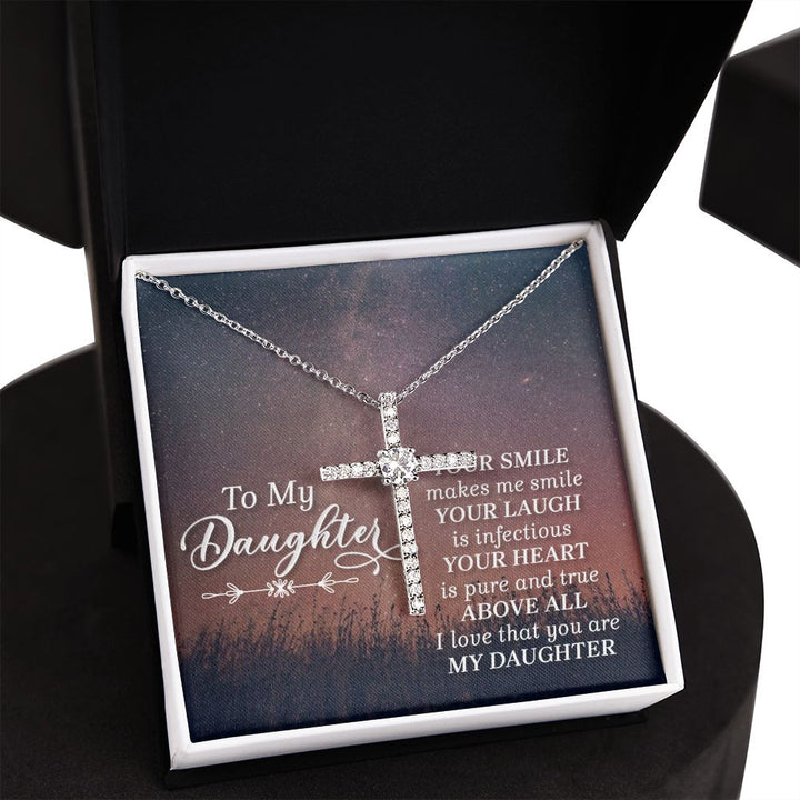To My Daughter | Her Smile - CZ Cross Necklace