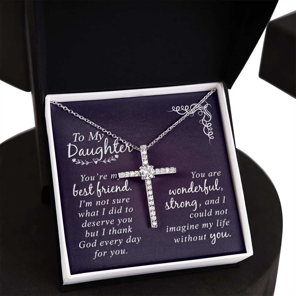 To My Daughter | You are my Best Friend - CZ Cross Necklace
