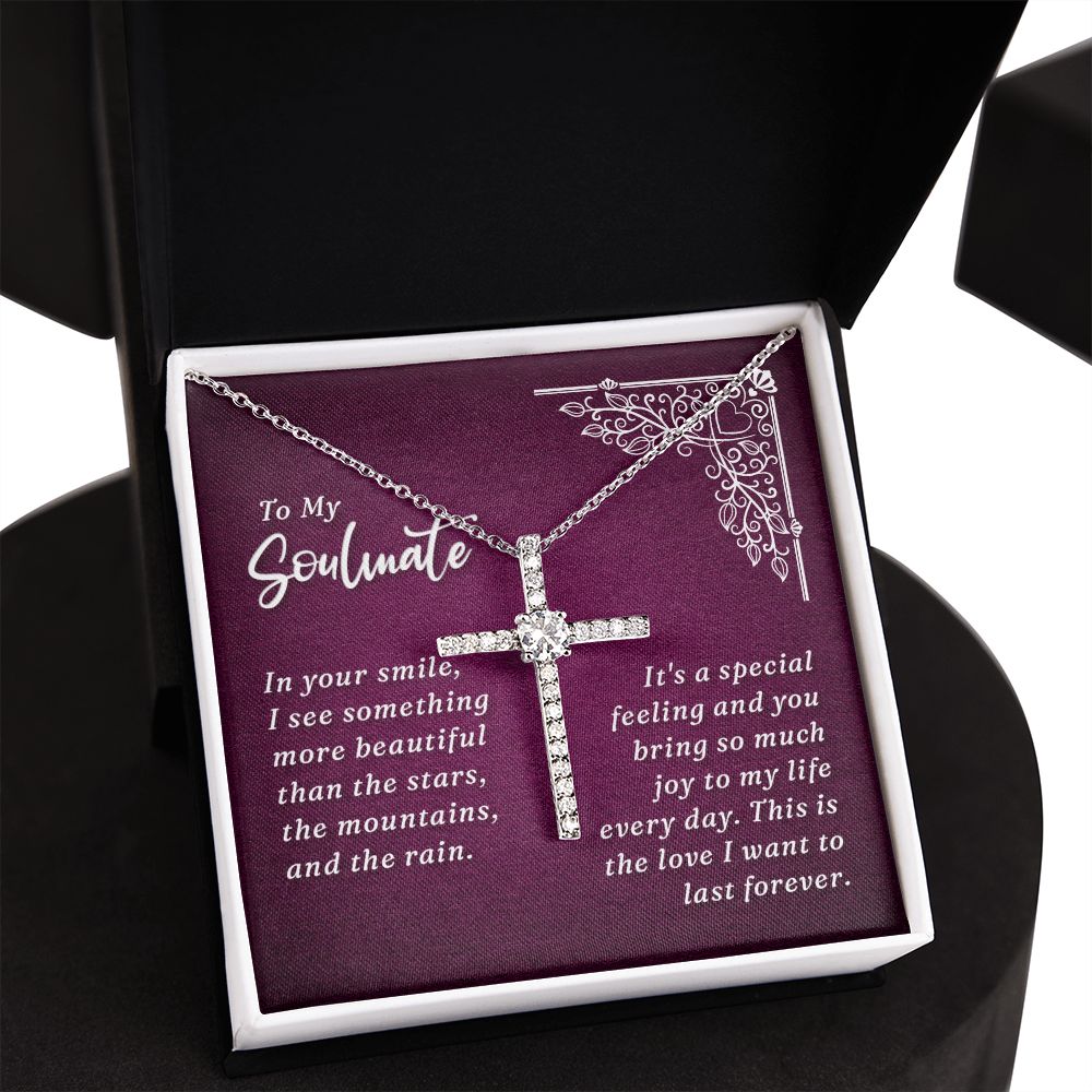 To My Soulmate | In Your Smile - CZ Cross Necklace
