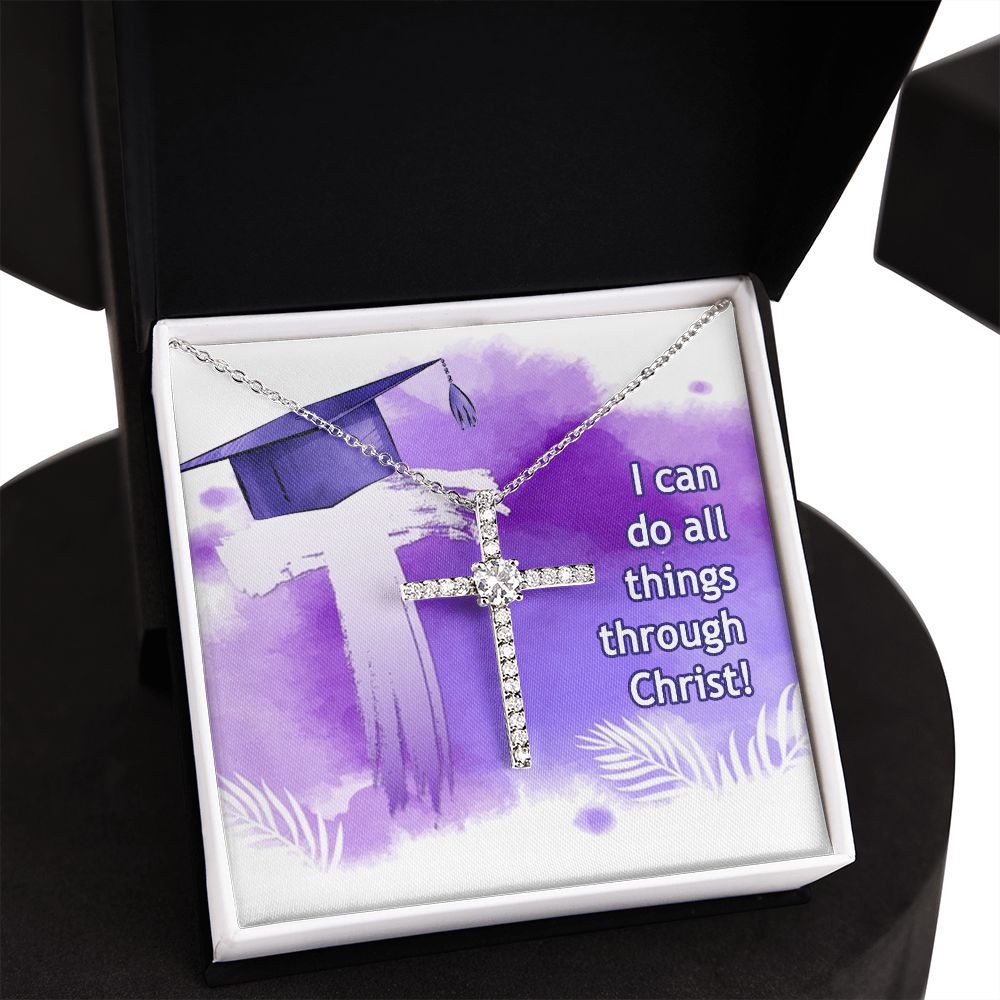 Happy Graduation | I can do all things - CZ Cross Necklace