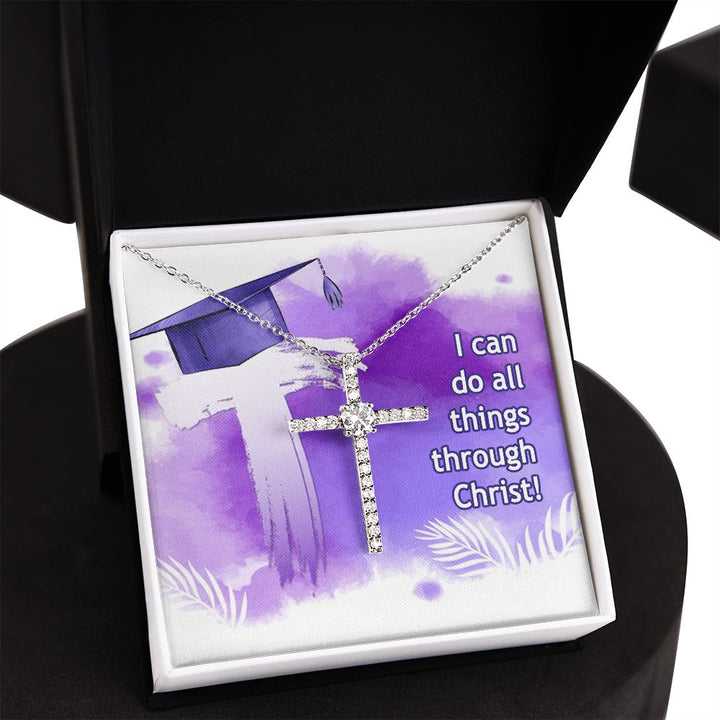Happy Graduation | I can do all things - CZ Cross Necklace