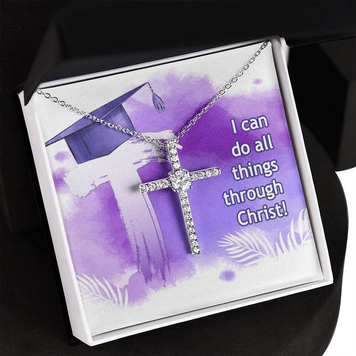 Happy Graduation | I can do all things - CZ Cross Necklace