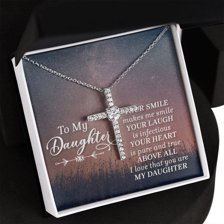 To My Daughter | Her Smile - CZ Cross Necklace