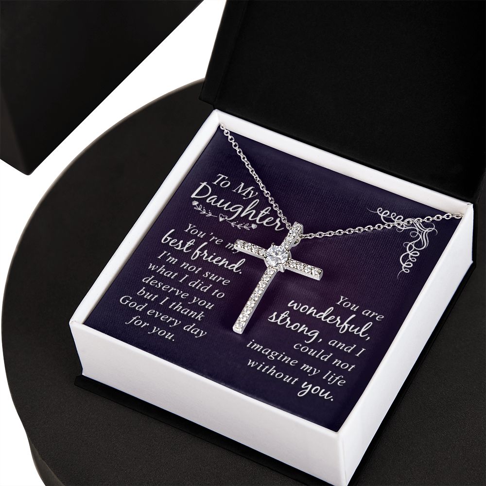 To My Daughter | You are my Best Friend - CZ Cross Necklace