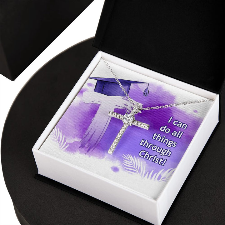 Happy Graduation | I can do all things - CZ Cross Necklace