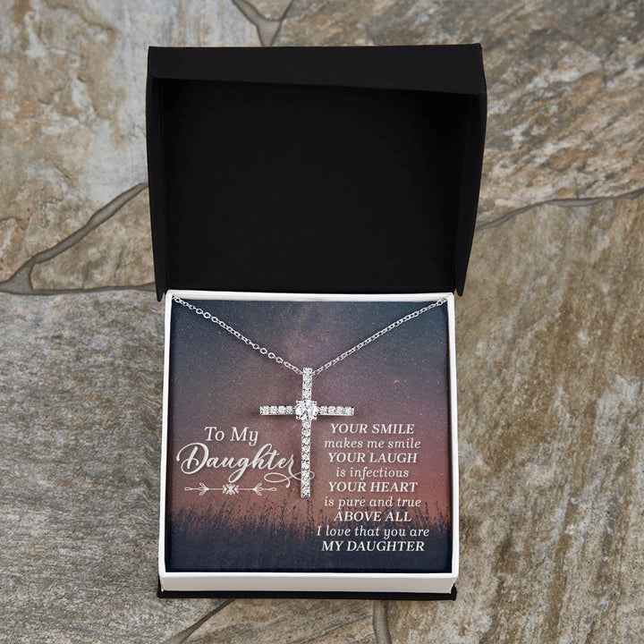 To My Daughter | Her Smile - CZ Cross Necklace
