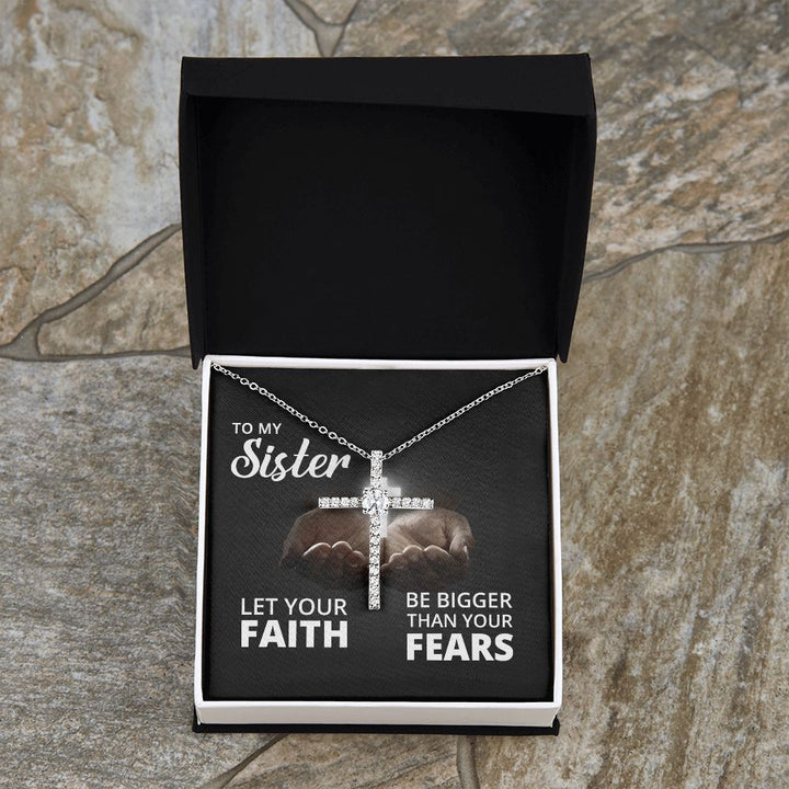 To My Sister | Faith that Overcomes - CZ Cross Necklace