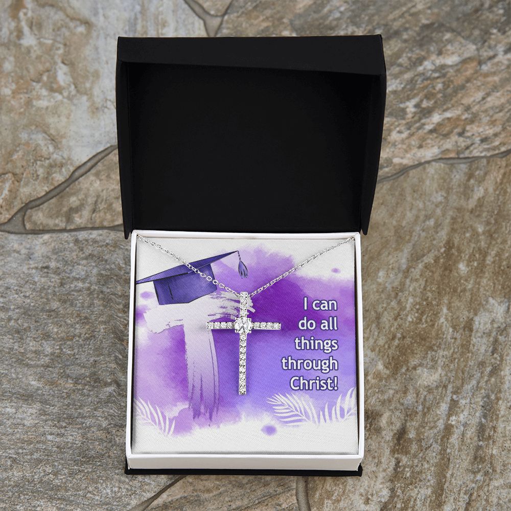 Happy Graduation | I can do all things - CZ Cross Necklace