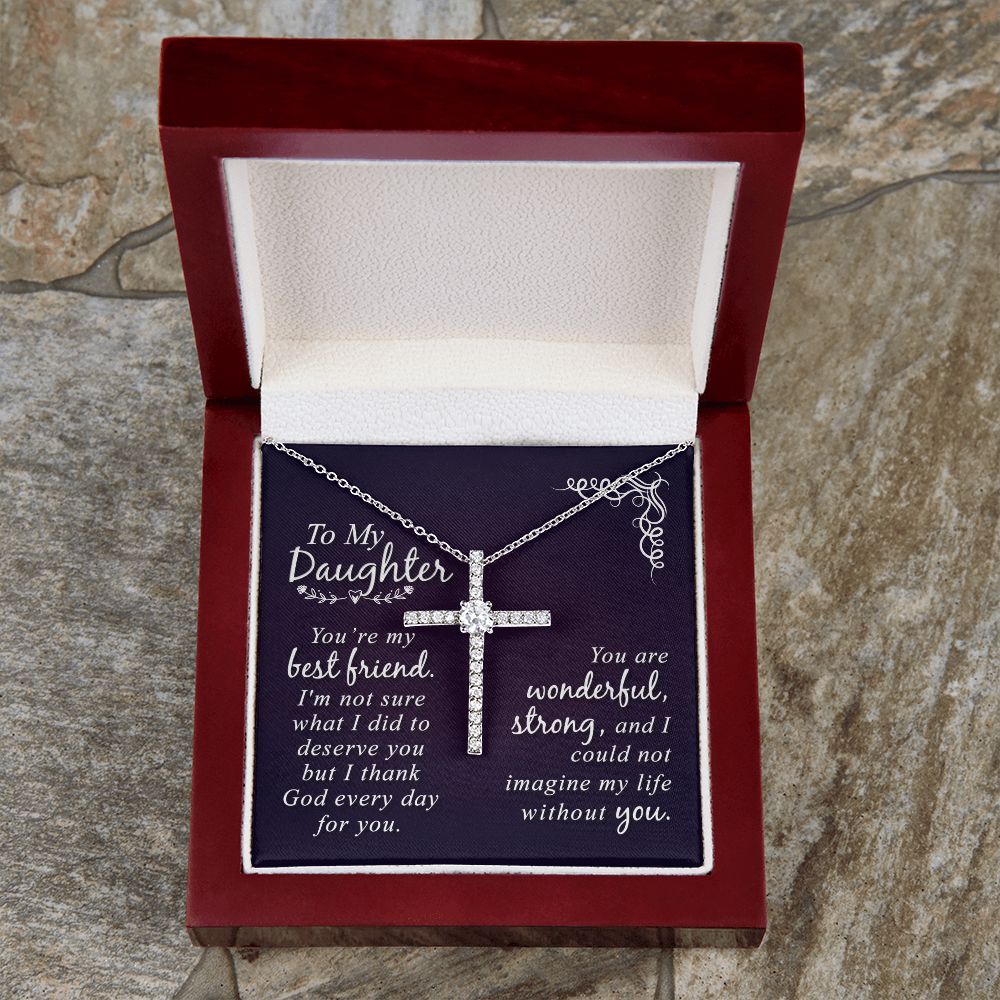 To My Daughter | You are my Best Friend - CZ Cross Necklace