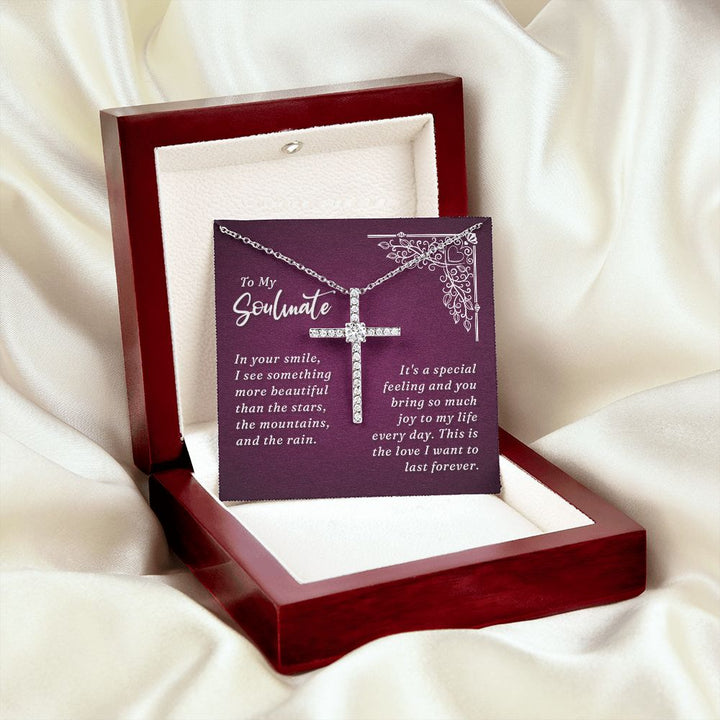 To My Soulmate | In Your Smile - CZ Cross Necklace