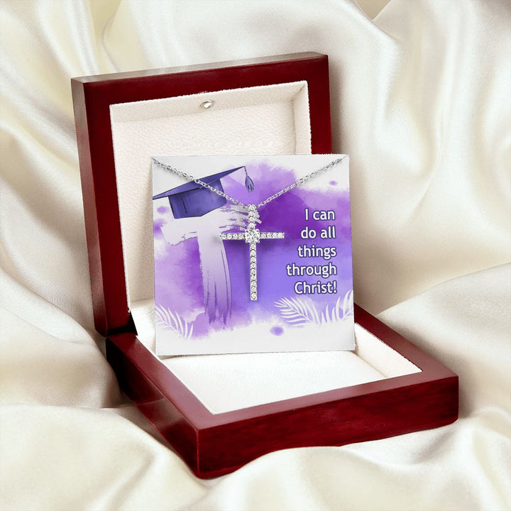 Happy Graduation | I can do all things - CZ Cross Necklace