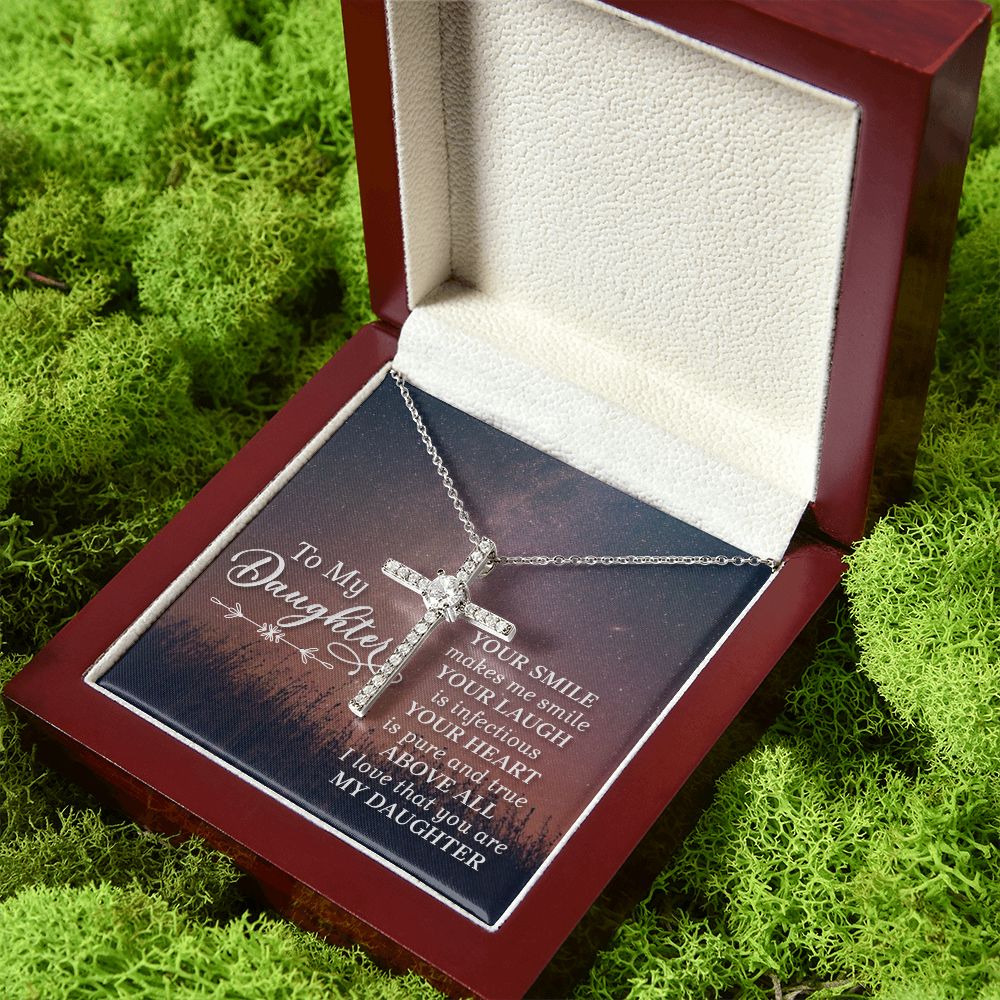 To My Daughter | Her Smile - CZ Cross Necklace