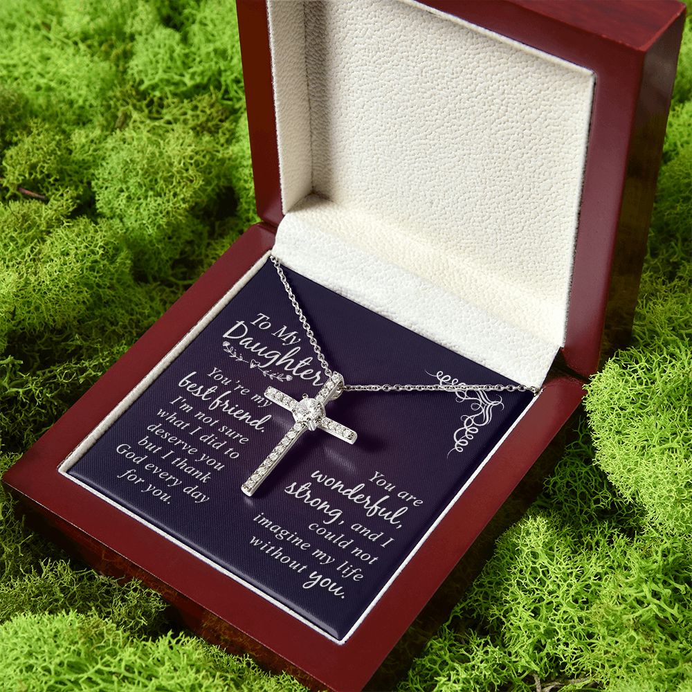 To My Daughter | You are my Best Friend - CZ Cross Necklace