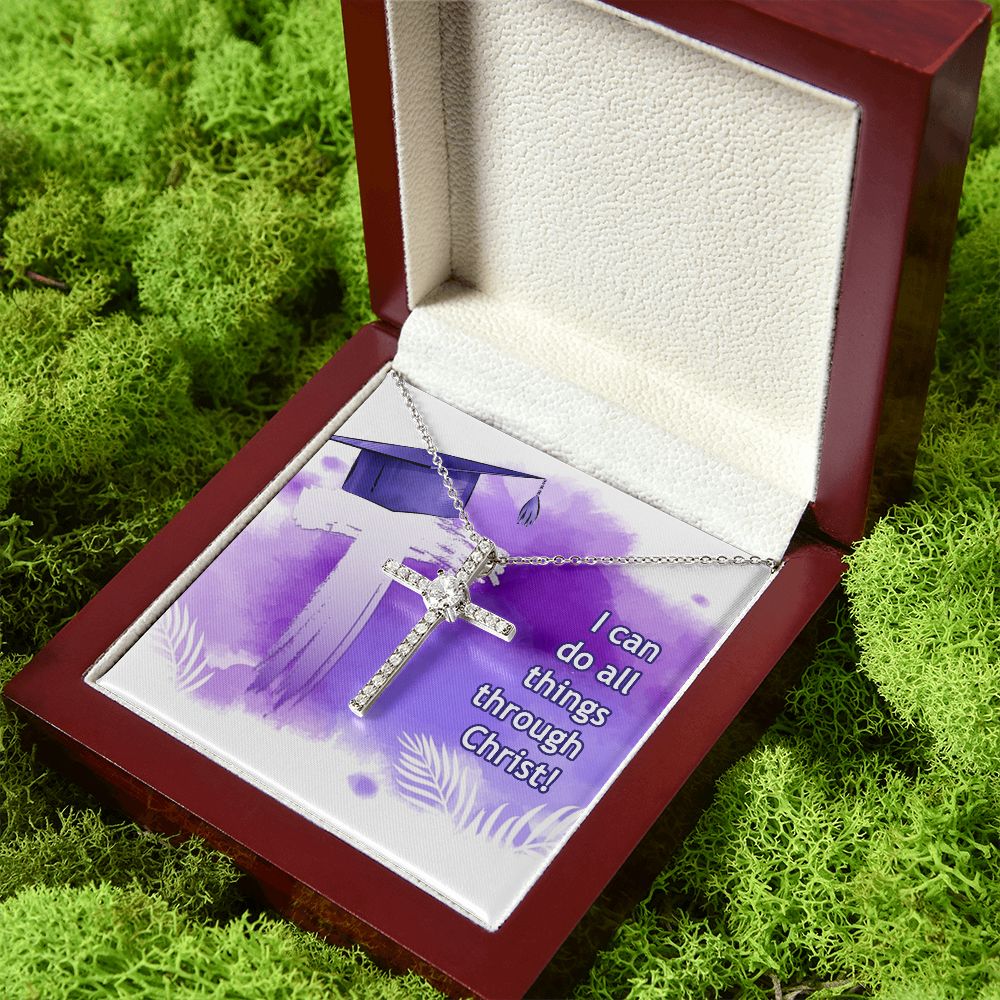 Happy Graduation | I can do all things - CZ Cross Necklace