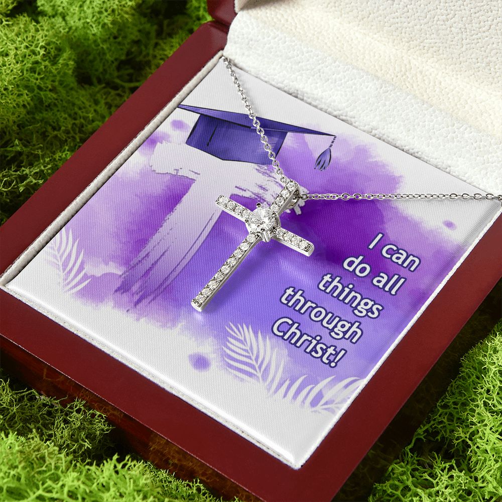 Happy Graduation | I can do all things - CZ Cross Necklace