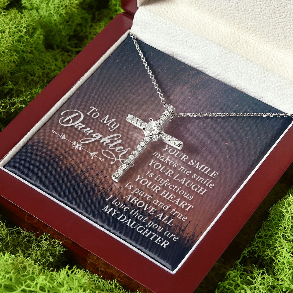 To My Daughter | Her Smile - CZ Cross Necklace