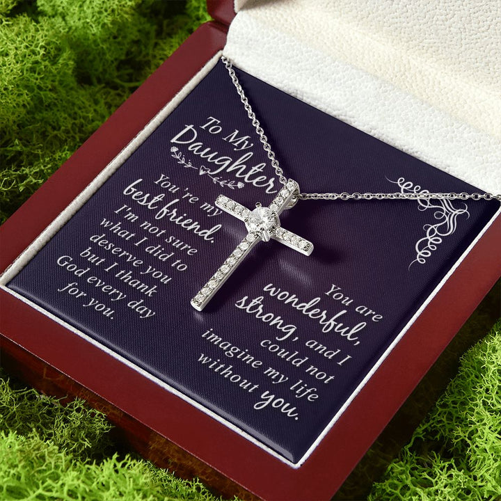To My Daughter | You are my Best Friend - CZ Cross Necklace