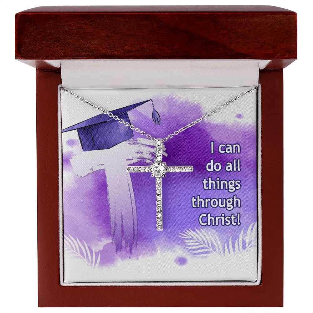 Happy Graduation | I can do all things - CZ Cross Necklace