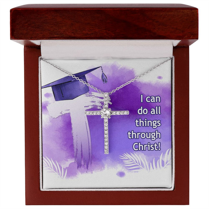 Happy Graduation | I can do all things - CZ Cross Necklace