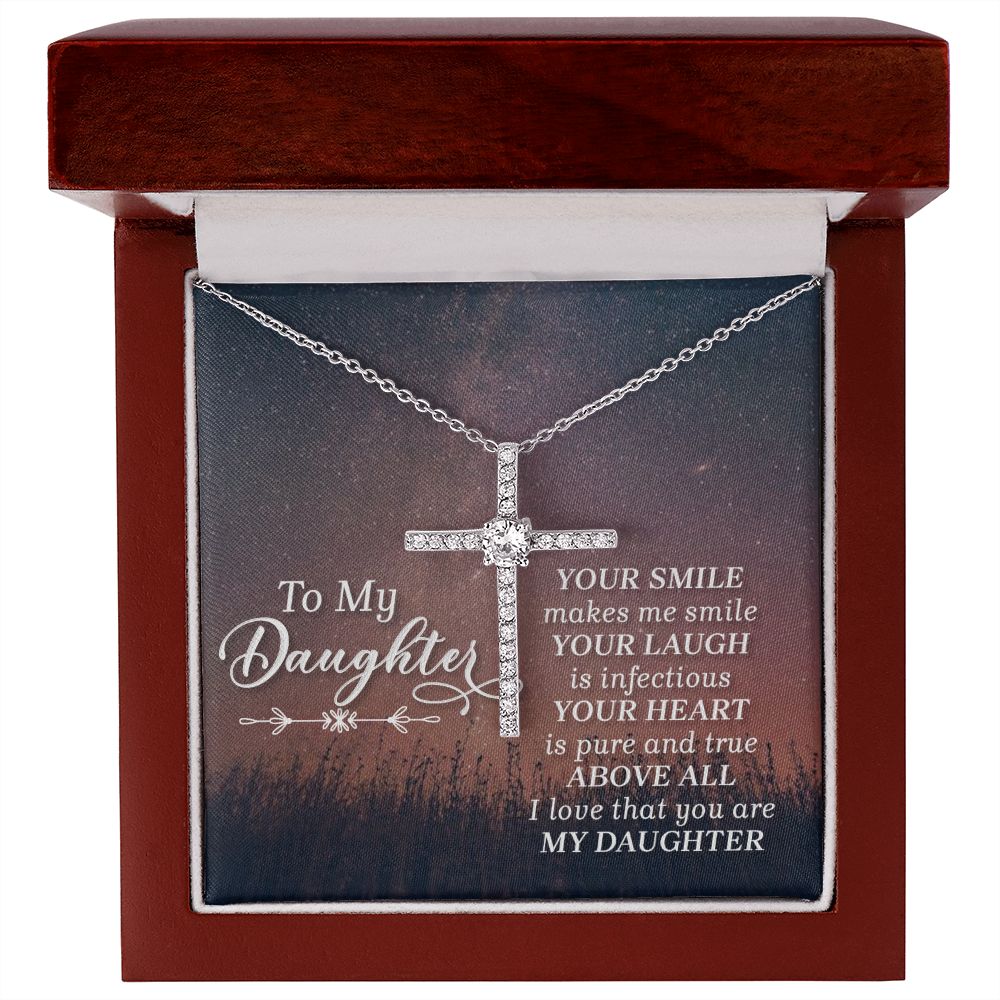 To My Daughter | Her Smile - CZ Cross Necklace