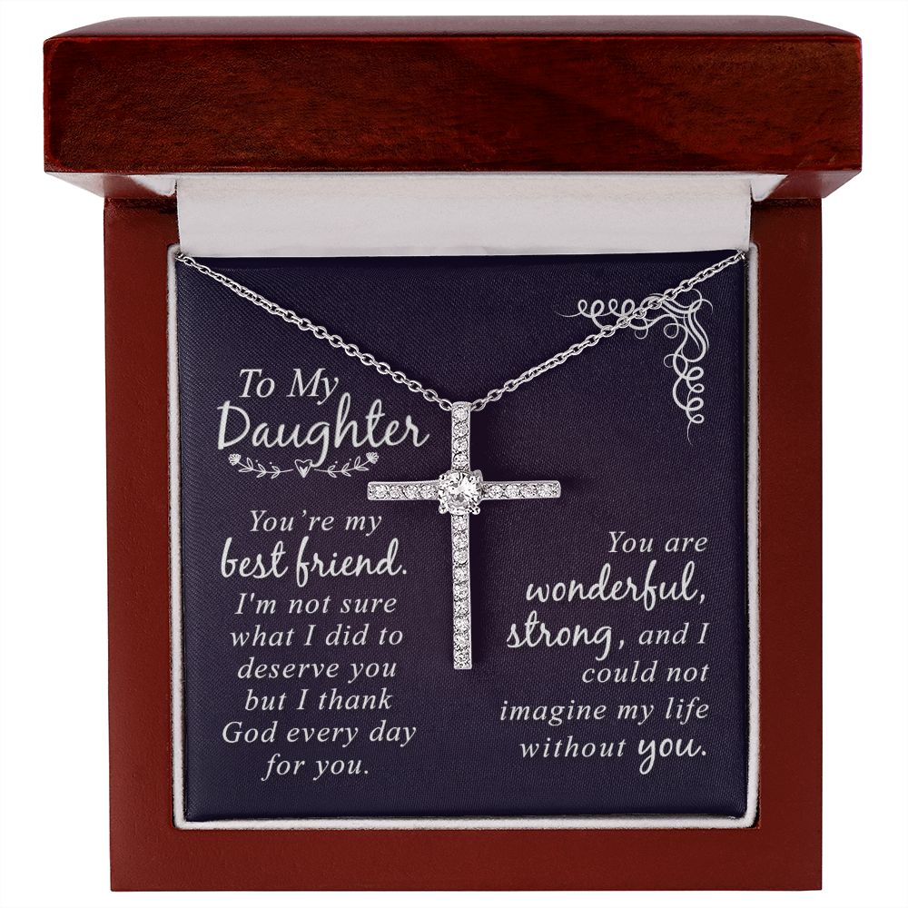 To My Daughter | You are my Best Friend - CZ Cross Necklace