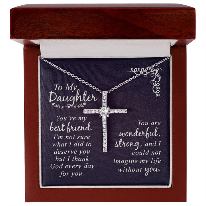 To My Daughter | You are my Best Friend - CZ Cross Necklace
