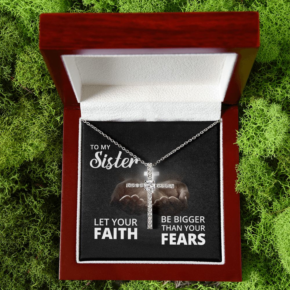 To My Sister | Faith that Overcomes - CZ Cross Necklace