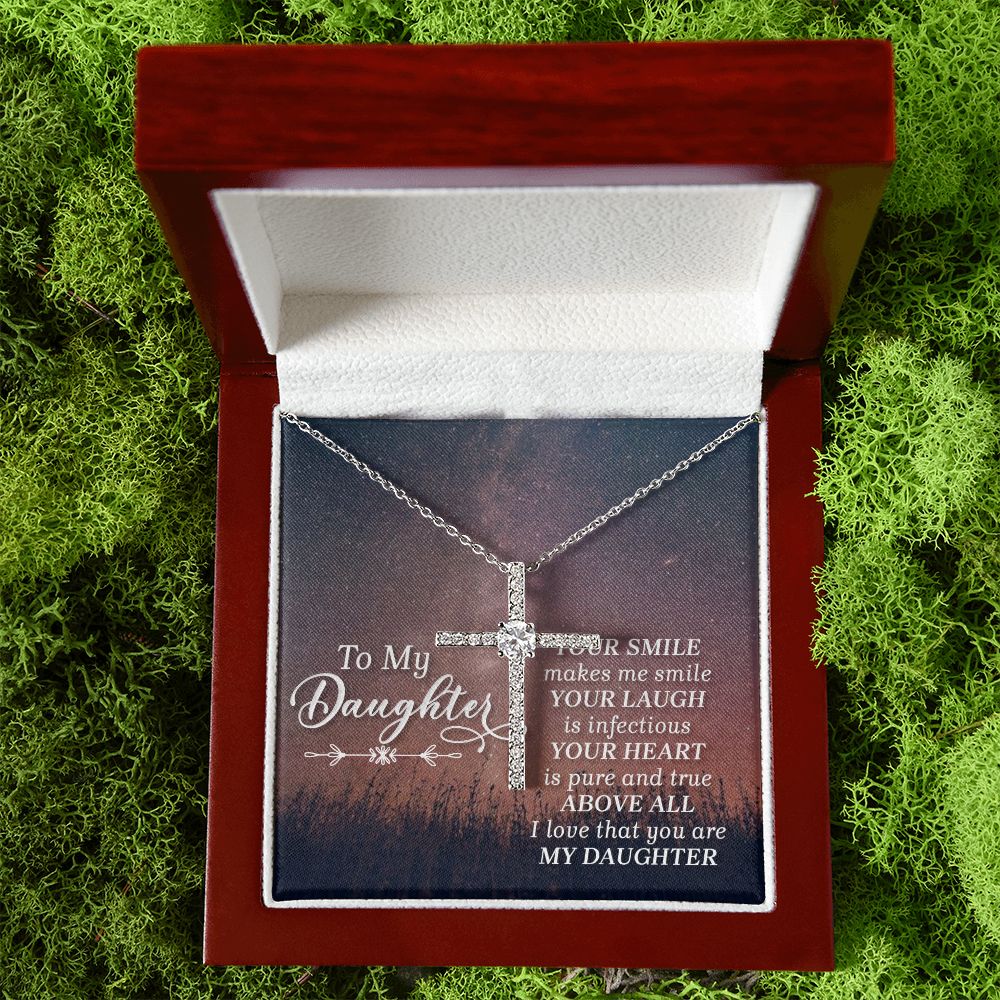 To My Daughter | Her Smile - CZ Cross Necklace