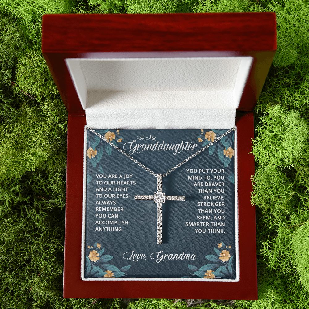 To My Granddaughter | You are a joy to our Heart - CZ Cross Necklace
