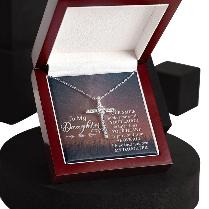 To My Daughter | Her Smile - CZ Cross Necklace