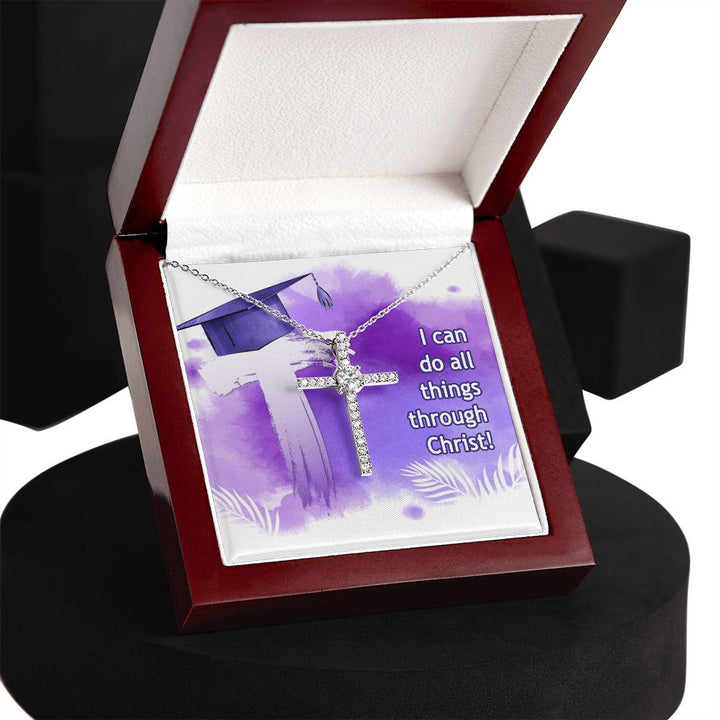 Happy Graduation | I can do all things - CZ Cross Necklace