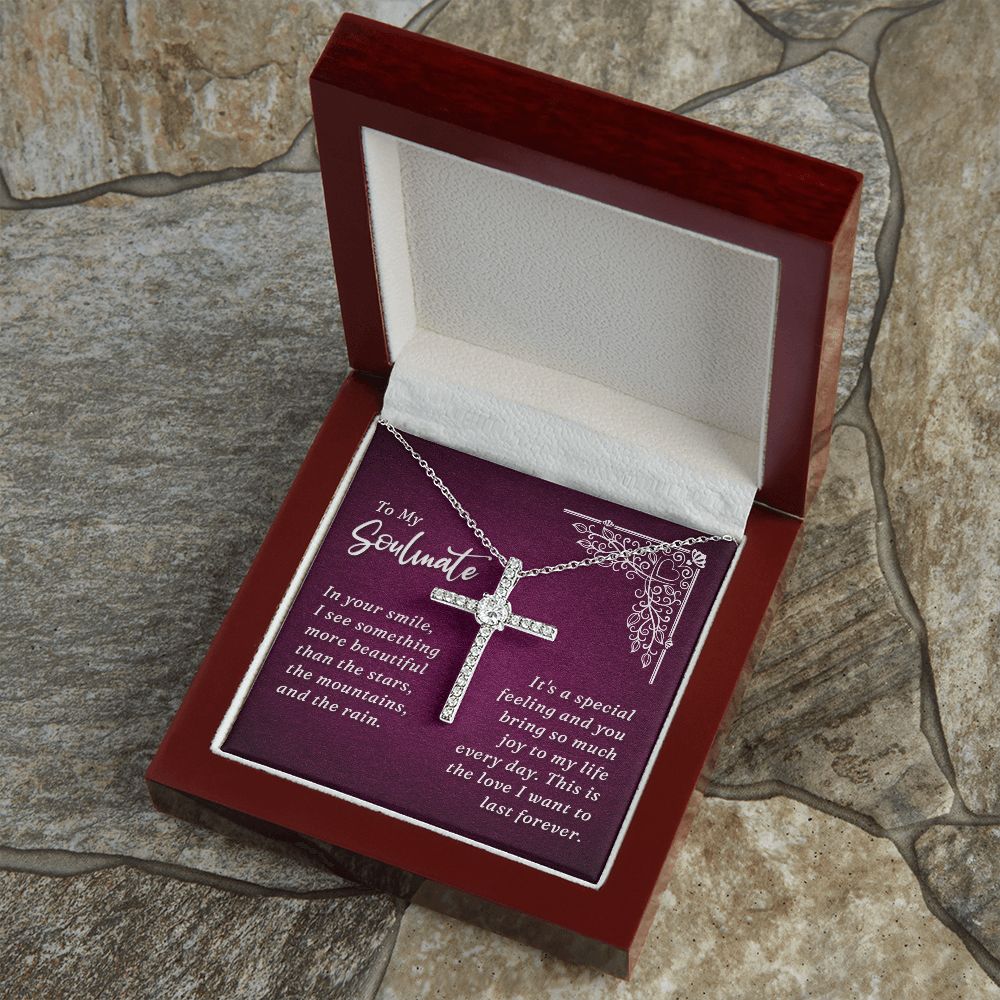 To My Soulmate | In Your Smile - CZ Cross Necklace