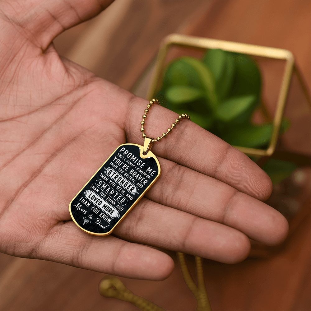 To Our Son | Stronger than you seem and smarter than you think - Dog Tag