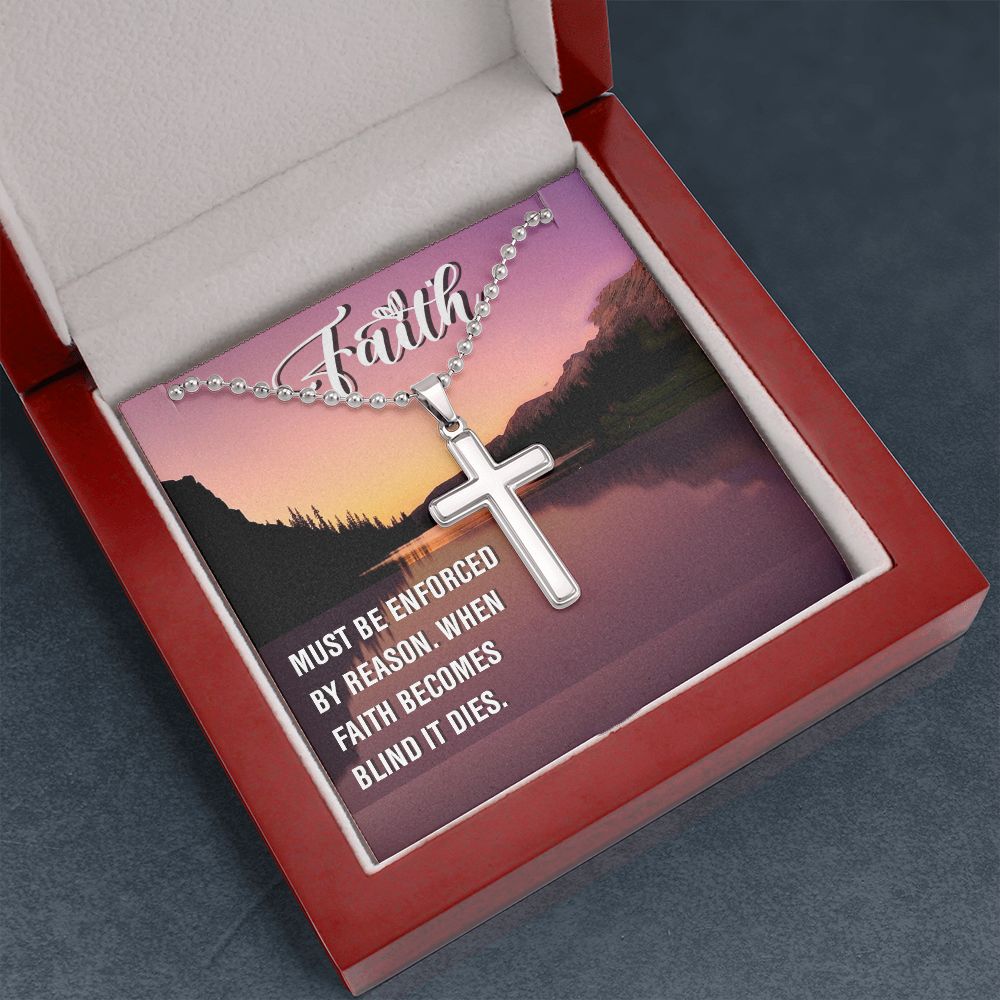 Faith | Must Be Enforced - Stainless Cross Necklace with Ball Chain