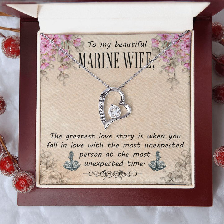To My Wife | To My Beautiful Marine Wife - Forever Love Necklace