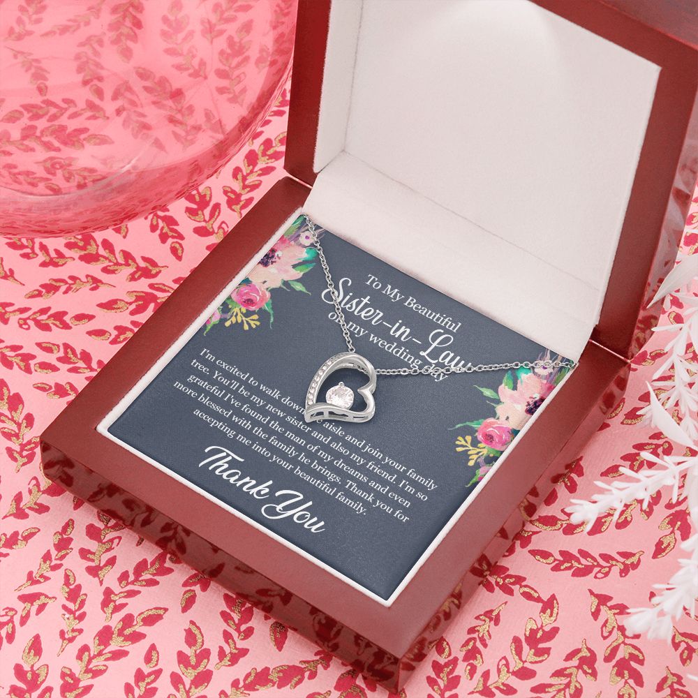 To My Beautiful Sister-in-Law on my wedding day | Thank you for accepting me to your Family - Forever Love Necklace