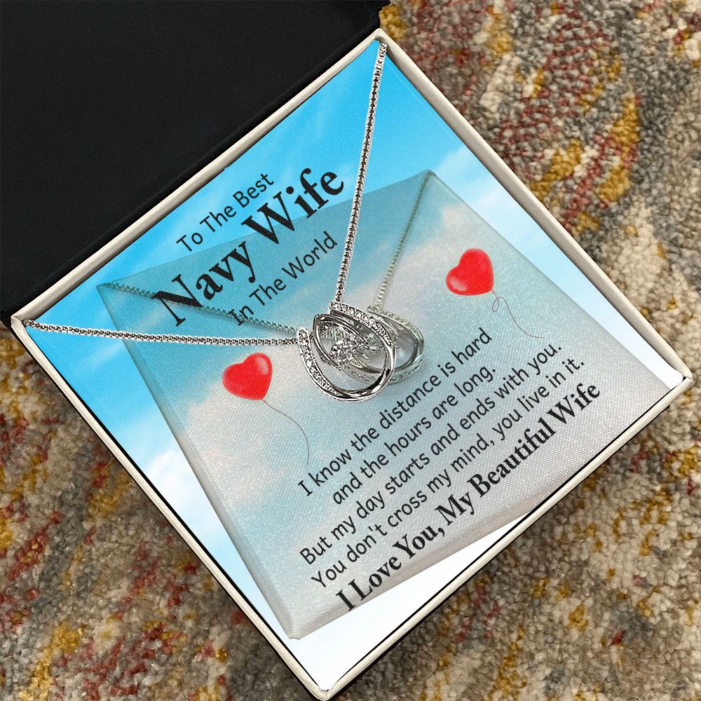 To The Best Navy Wife in the World |  I know the distance is hard - Lucky in Love Necklace