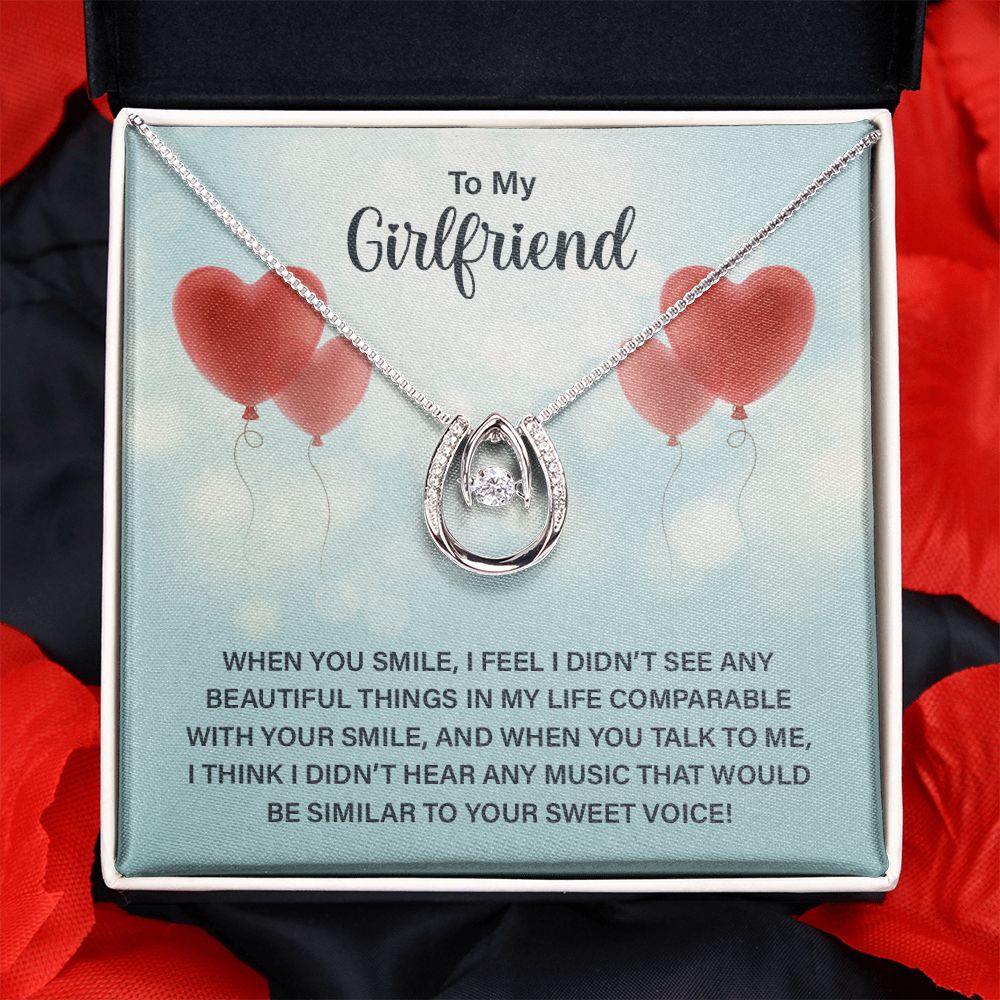 To My Girlfriend | When you smile - Lucky in Love Necklace