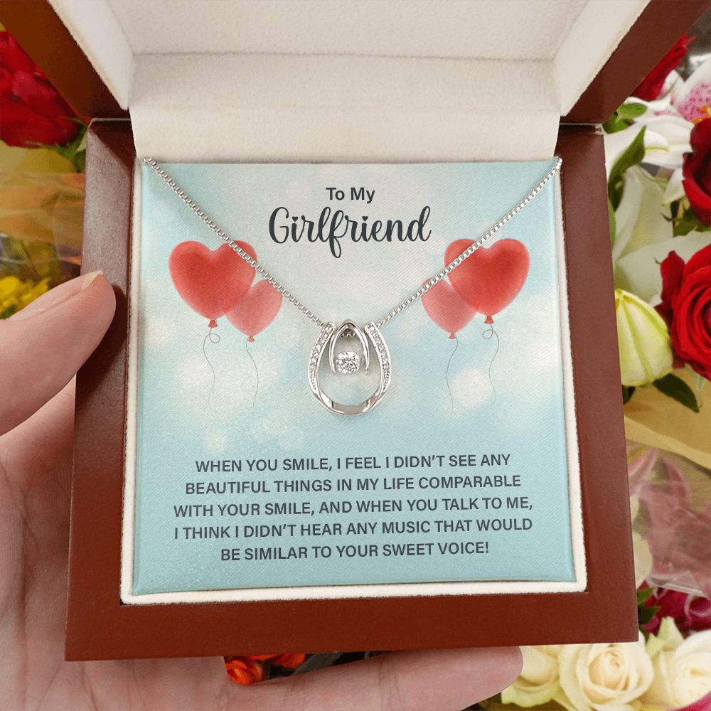 To My Girlfriend | When you smile - Lucky in Love Necklace
