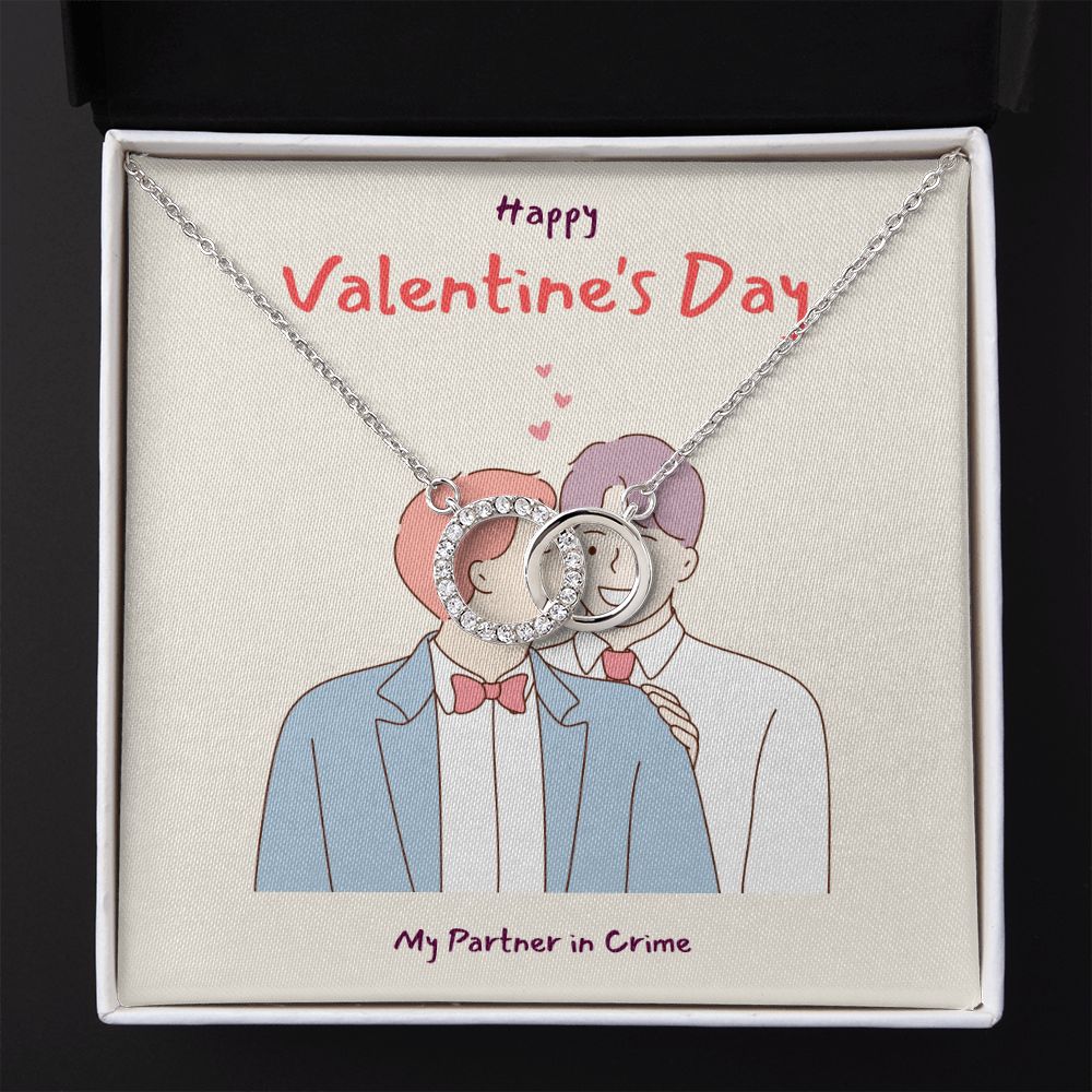 Happy Valentine's Day | My Partner in Crime Boyfriend LGBTQ for Men  - Perfect Pair Necklace