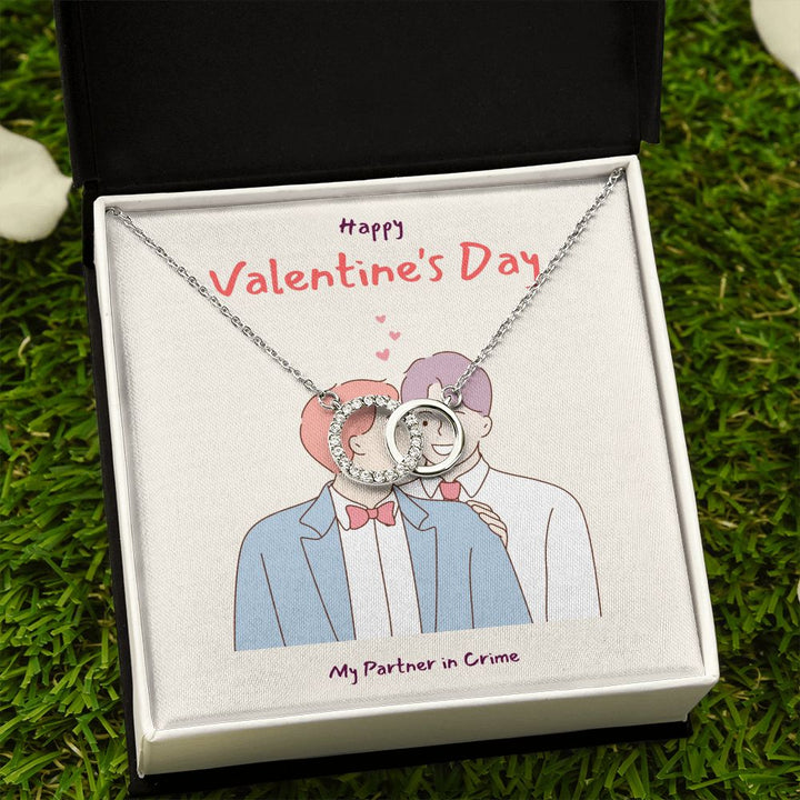 Happy Valentine's Day | My Partner in Crime Boyfriend LGBTQ for Men  - Perfect Pair Necklace