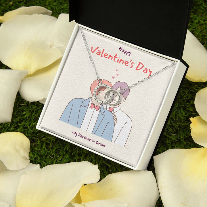 Happy Valentine's Day | My Partner in Crime Boyfriend LGBTQ for Men  - Perfect Pair Necklace