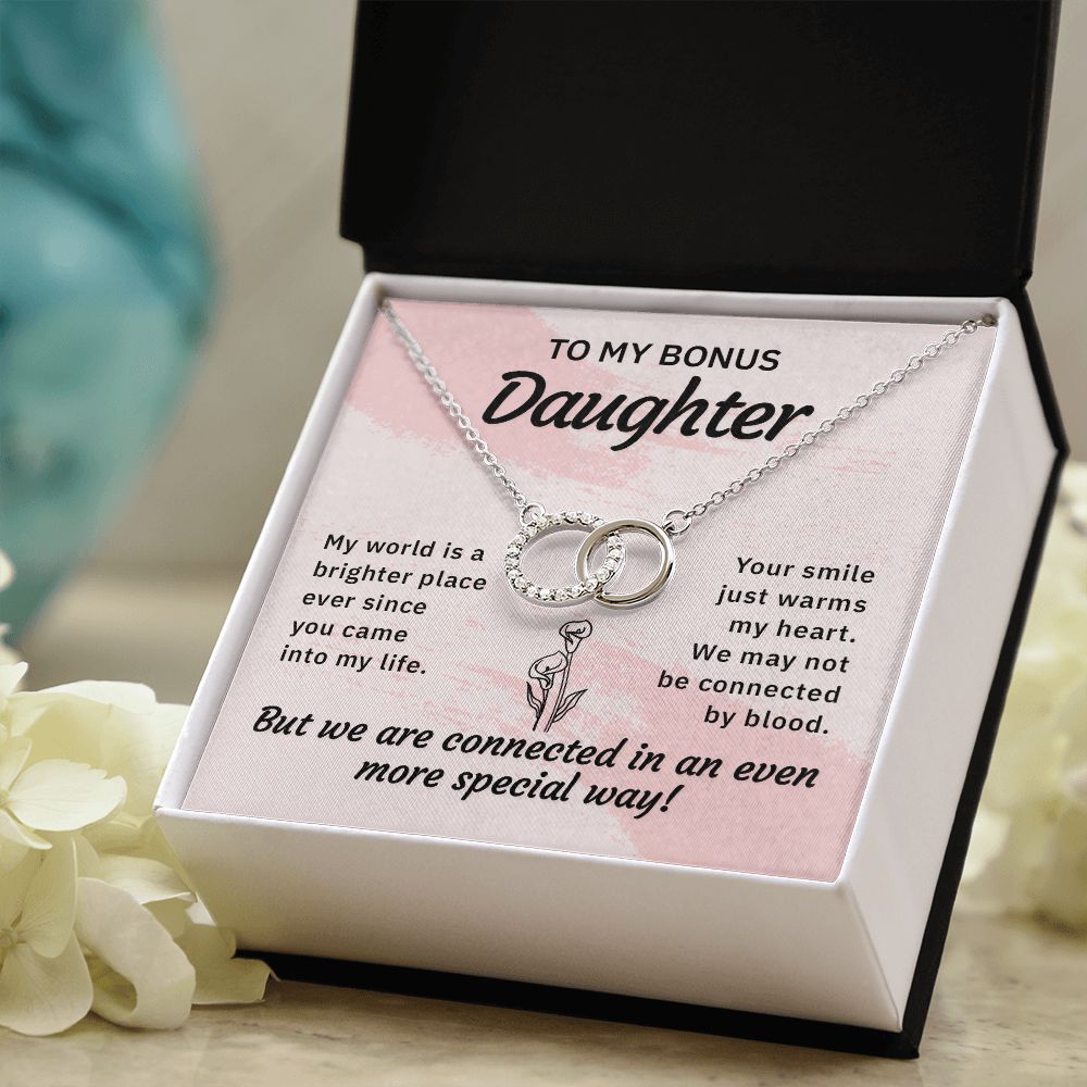 To My Bonus Daughter | My World is a Brighter Place - Perfect Pair Necklace