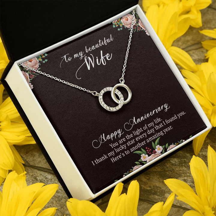 To My Beautiful Wife | Happy Anniversary - Perfect Pair Necklace