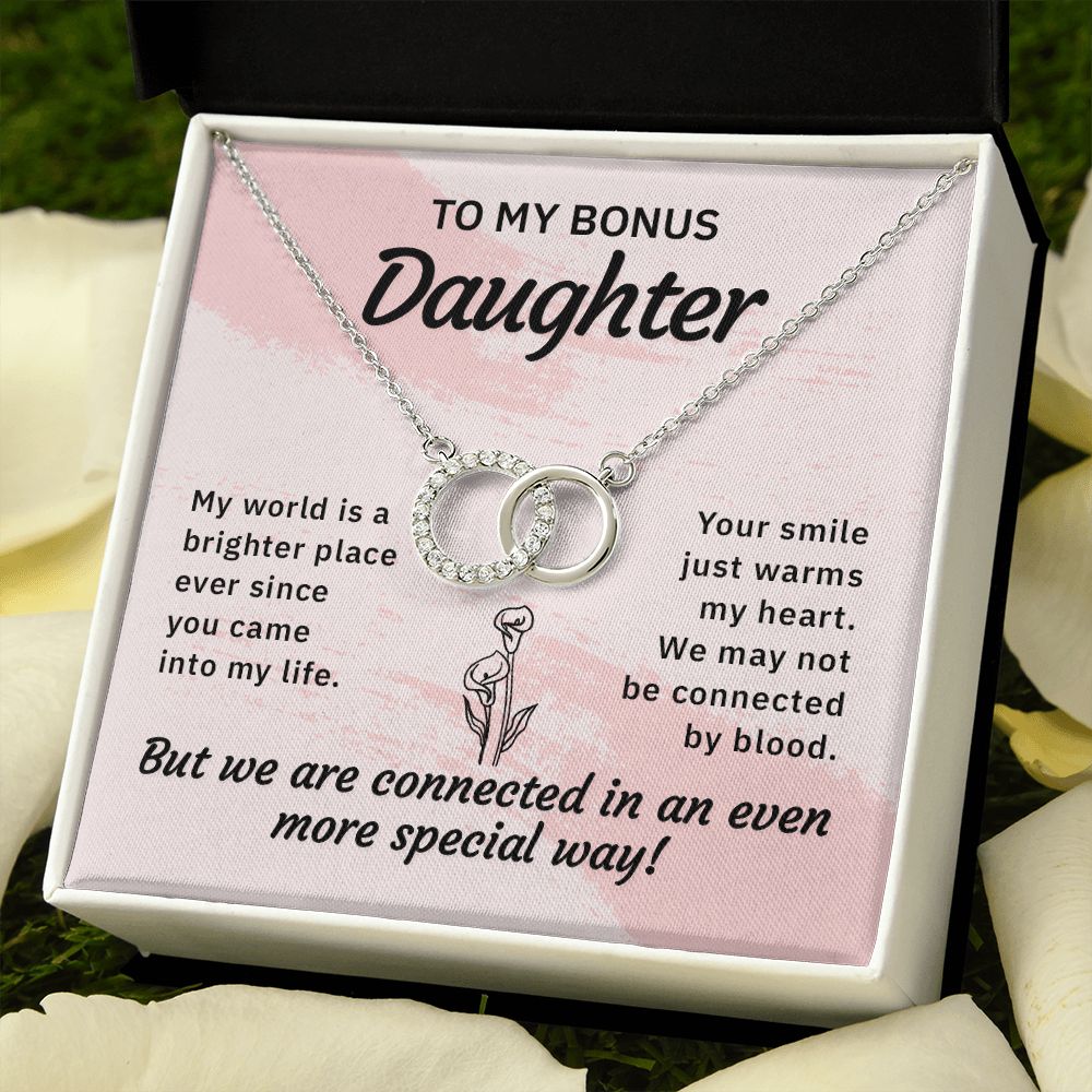 To My Bonus Daughter | My World is a Brighter Place - Perfect Pair Necklace
